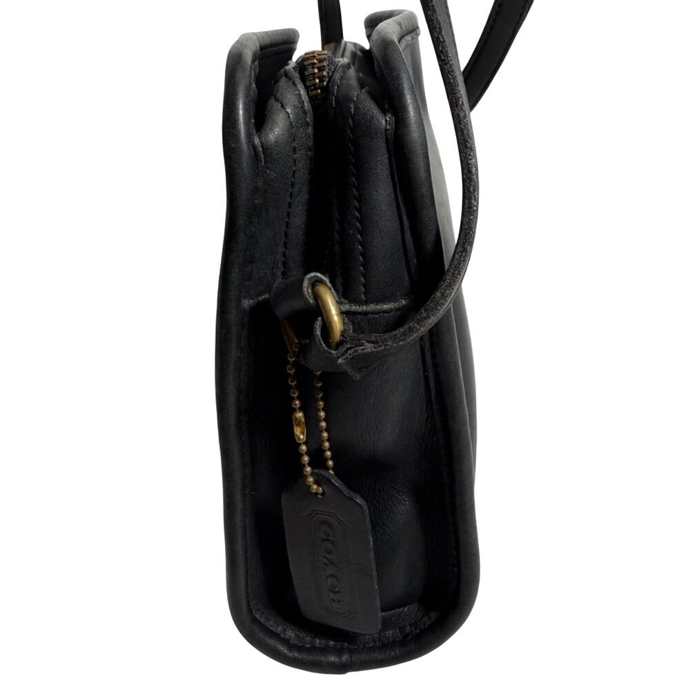 COACH Sutton Black Leather Zip Top Crossbody Bag 9814 Vintage + Hang Tag USA - Picture 7 of 15